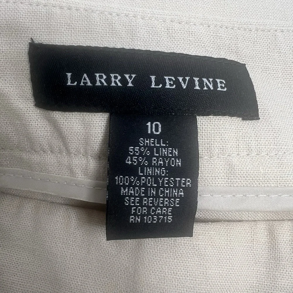 Larry Levine Tan‎ Linen Blend Tiered Ruffle Pencil Skirt Stretch Womens Size 10